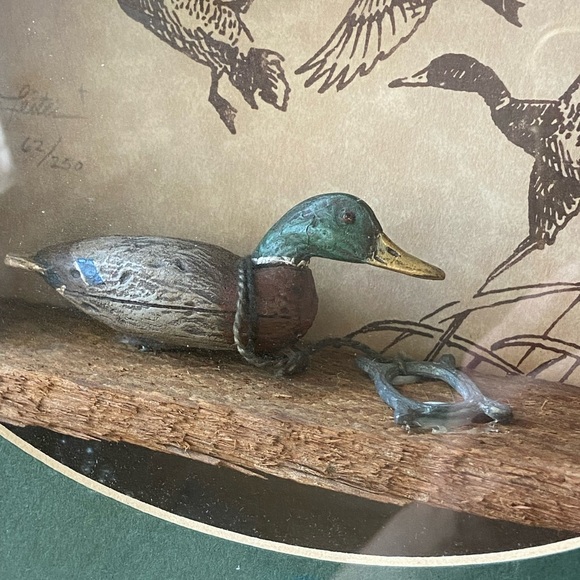 Chris Leiter Carved Wood Mallard Duck Decoy Signed & Numbered Shadowbox Art - Picture 7 of 10